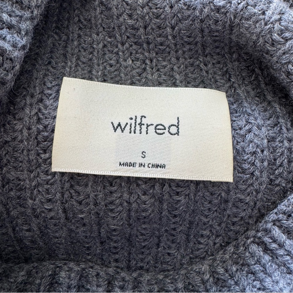 Wilfred Long Sleeve Ribbed Turtleneck Dress in Charcoal Gray - Picture 3 of 8